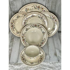 Vintage Myott Staffordshire Rosemere 7 Pieces Plates Bowl Teacup Saucer